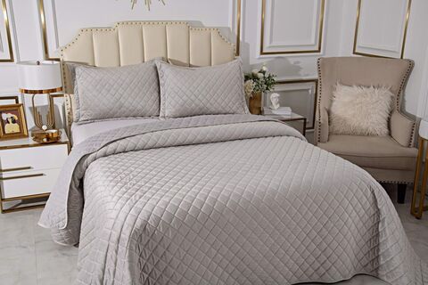Покрывало 240х260 и 2 наволочки 50х70 Sofi De MarkO Натаниэль Светло-серый