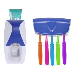 Автоматический дозатор зубной пасты + держатель для щёток, цвет синий