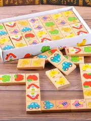 Деревянное домино для детей классическое 28 деталей