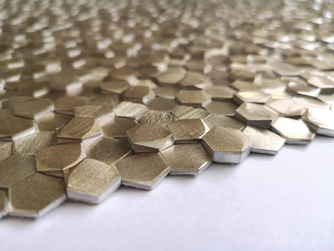 Металлическая мозаика LeeDo: Alchimia - Aluminium 3D Hexagon Gold 8x14x6