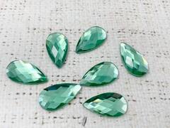 Стразы стекло клеевые, р. 2х1 см, светло-зелёный