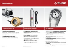 ЗУБР 1000 Вт, 80 м напор, скважинный центробежный насос, корпус из нержавеющей стали (НСЦ-75-80)
