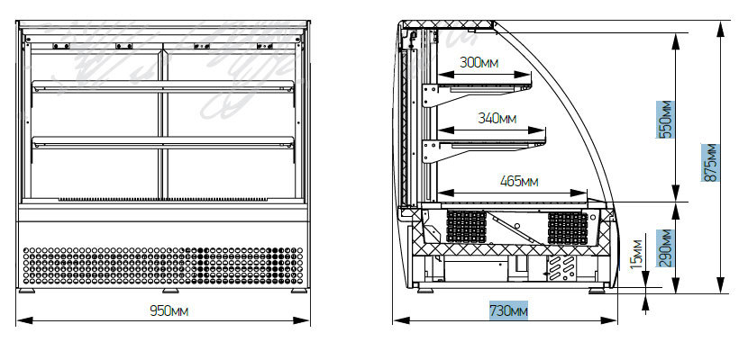 Витрина кондитерская Марихолодмаш Veneto VSn-0,95 (крашенная)