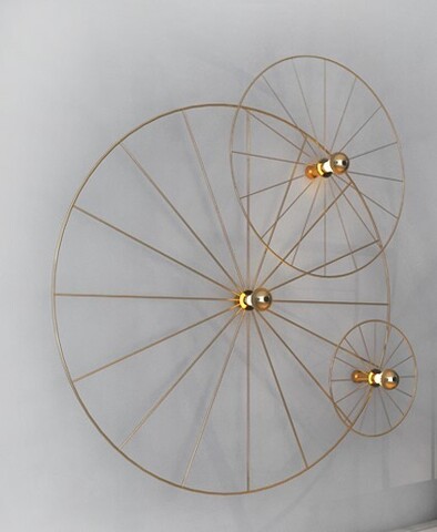 Бра Wheel 90 cm золотой + цоколь 25 cm золотой