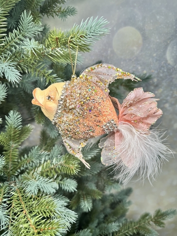 Елочная игрушка Рыба-ангел 18х10см ChristmasDeLuxe premium collection коралловая