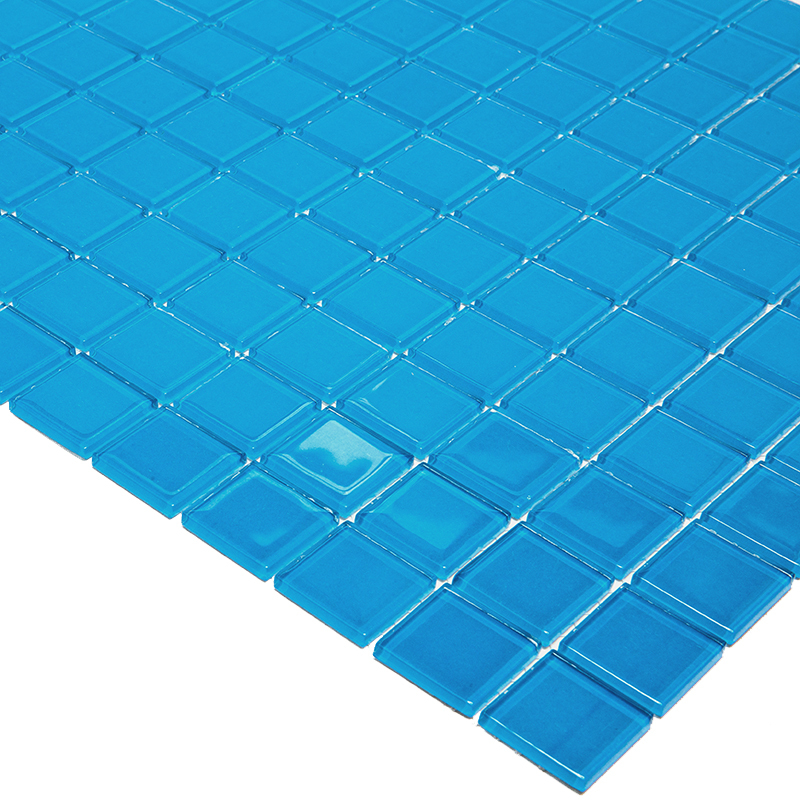 A-143 Мозаичная плитка из стекла Natural Color palette голубой квадрат глянцевый