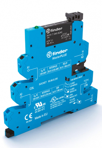 Интерфейсный модуль (сборка 34.81.7.060.9024 + 93.66.8.230), твердотельное реле, серия MasterPLUS; выход 6A (24В DC); питание 230-240В АC; категория защиты IP20; безвинтовые клеммы Push-in