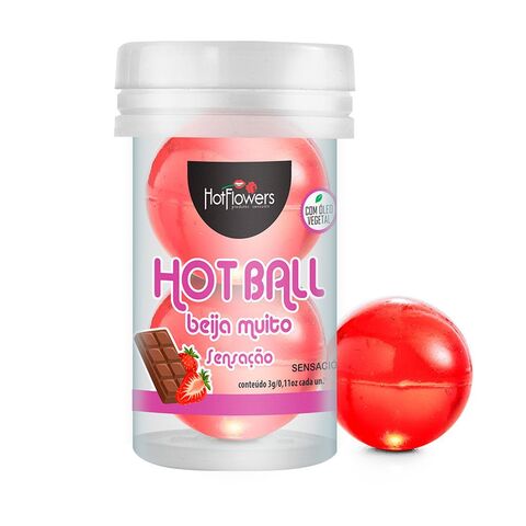 Лубрикант на масляной основе Hot Ball Beija Muito с ароматом шоколада и клубники (2 шарика по 3 гр.) - HotFlowers HC587