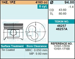 Поршень двигателя TEIKIN 46257 0.50 (6шт/упак)