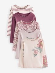 Лонгслив для девочки Next D57-080, 5 шт., Бежевый, Розовый