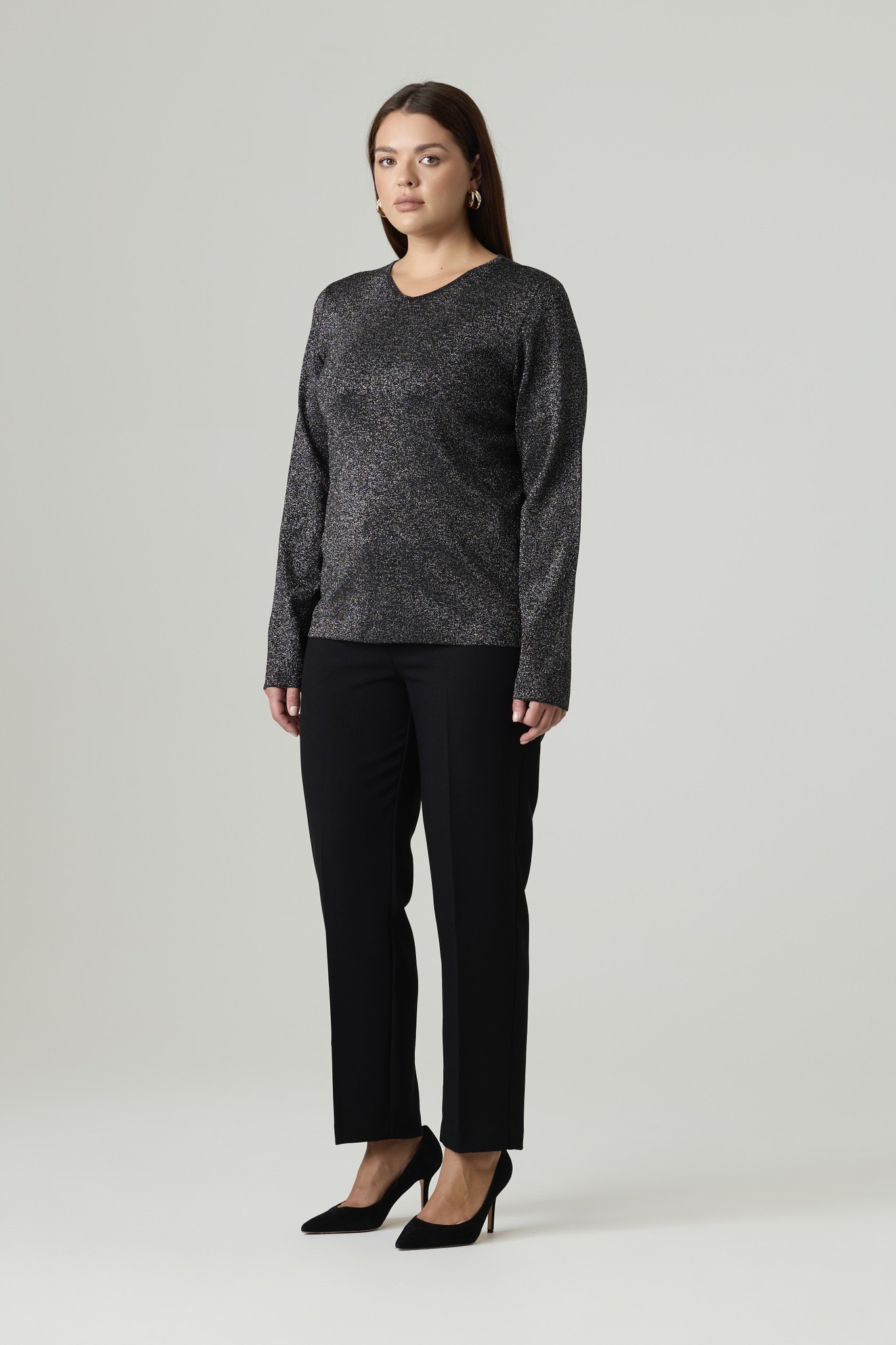 Джемпер вязаный с люрексом, черный