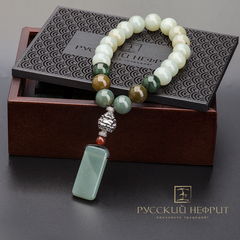 Чётки браслет буддийские "Изобилие". Нефрит.