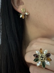 28418 -Серьги-джекеты трансформеры с цветными камнями style by GUCCI