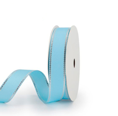 Лента Репсовая с серебряной нитью (2,5см*22,85м), Светло-голубой