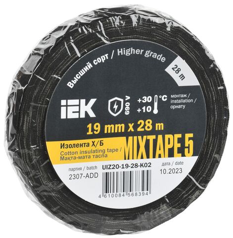 MIXTAPE PLUS Изолента Х/Б 19мм 28м IEK