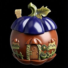 Силиконовый молд № 424 домик Тыква 2 D № 1 серия домики для гномов и фей)