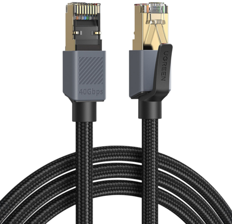 Кабель сетевой UGREEN NW343 (85731) Cat8 F/FTP Ethernet Cable, 5м, черно-серый