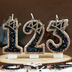 Свеча для торта «Кристалл» (черный/золото) цифра 9