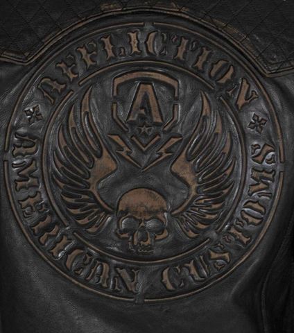 Affliction | Куртка мужская кожаная Breaking Free Jacket 110OW008 принт на спине