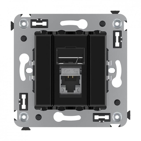 Розетка компьютерная RJ-45 категория 5е - 2 модуля. Цвет Чёрный квадрат. DKC серия Avanti. 4402363
