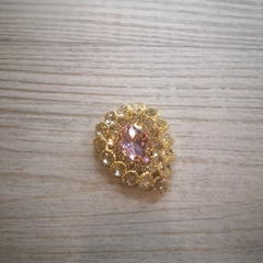 Стразы на цапах пришивные. Кабошон капля. Розовый кварц.