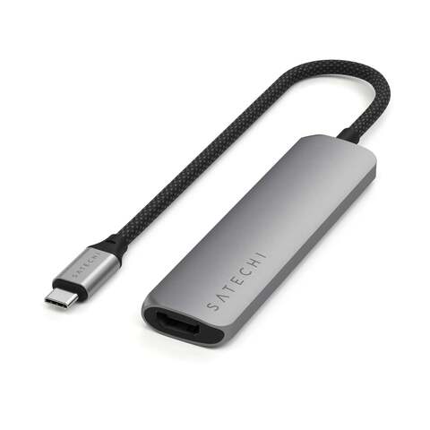 USB-хаб Satechi 4-в-1 USB-C Slim Multiport Adapter 4K, серый космос
