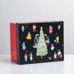 Коробка складная одиночная Прямоугольник «Happy New Year», 31,2*25,6*16,1 см, 1 шт.
