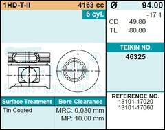 Поршень двигателя TEIKIN 46325A STD (6шт/упак)