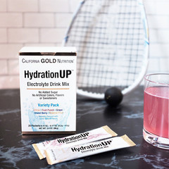 California Gold Nutrition, HydrationUP, смесь для напитка с электролитами, комбинированный набор из 20 пакетов весом 0,15 унции (4,2 г) каждый