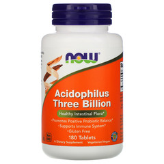 Now Foods, Стабилизированный ацидофилус, 3 млрд единиц, 180 таблеток
