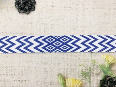 Лента стропа двухсторонняя, ш. 4 см, белый с синим