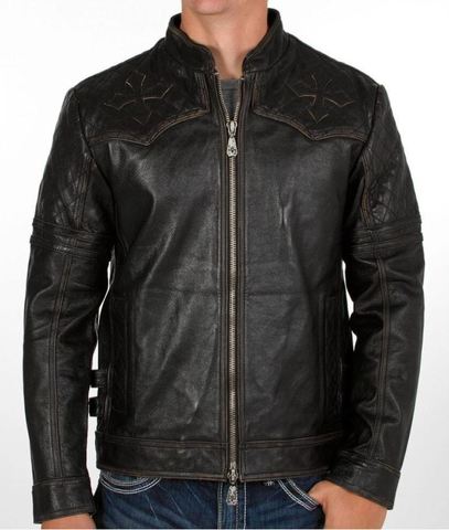 Affliction | Куртка мужская кожаная Breaking Free Jacket 110OW008 перед