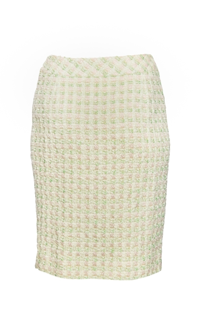 Классическая твидовая юбка пастельных оттенков от Chanel, 34 размер.