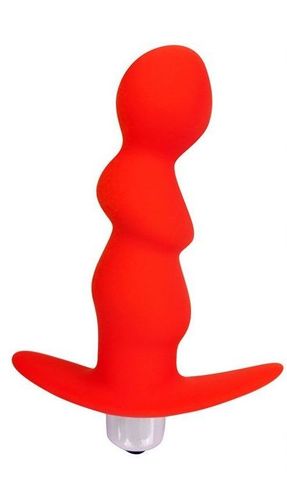 Красный рельефный вибромассажер с ограничителем - 9,5 см. - Bior toys SWEET TOYS ST-40186-3