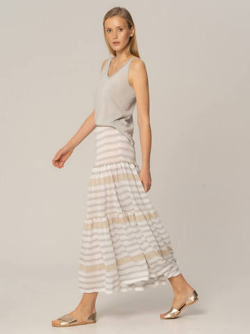 Женская юбка в бело-серую полоску из вискозы - фото 2