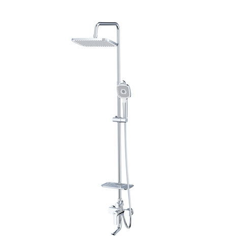 Lemark LM0662CH Душевая система с верхним душем 30х20 см с поворотным изливом 10 см, регулируемая высота 0,9~1,6м, латунь/хром