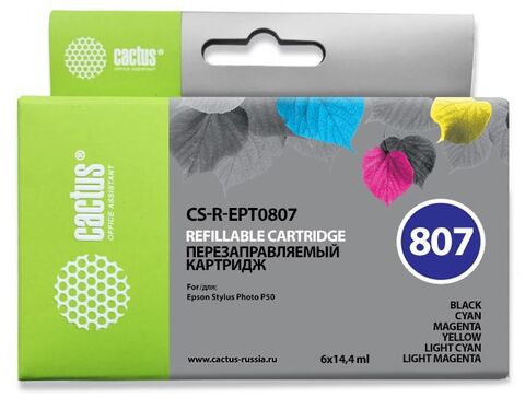 Картридж струйный Cactus CS-R-EPT0807 многоцветный (86.4мл) для Epson