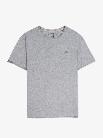 Мужская футболка «Великоросс» цвета серый меланж круглый ворот