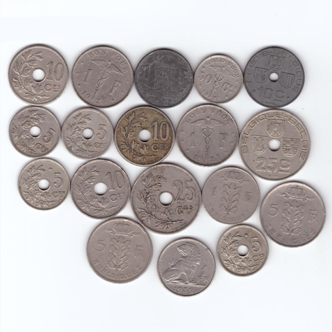 18 монет Бельгии 1904-1950