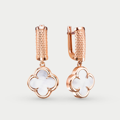 Серьги женские с перламутром из красного золота 585 пробы