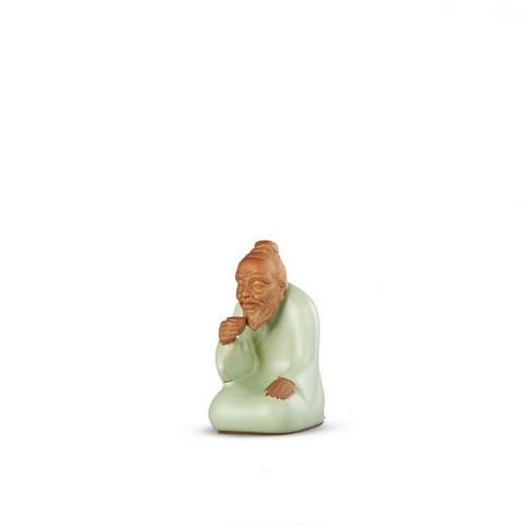 Чайная фигурка из глины с нефритовой эмалью 