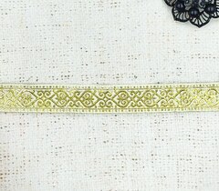 Тесьма жаккард, ш. 2 см, кремовый/светлое золото