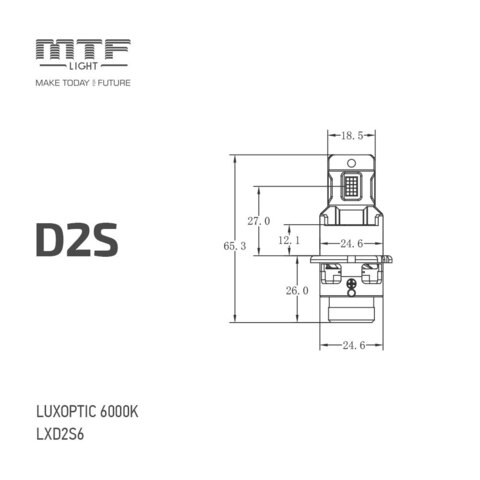 Светодиодные лампы MTF LIGHT серия LUXOPTIC OEM LED D2S, 35W, 4500LM, 6000K, штатный размер, к-кт.