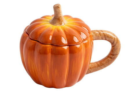 Кружка 450мл с крышкой Anna Lafarg Bright pumpkin Тыква оранжево-зеленая