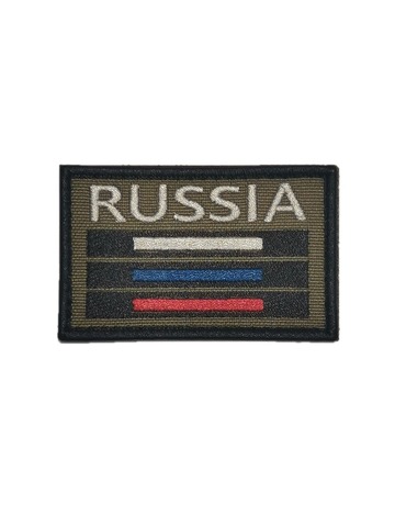 Патч Флаг RUSSIA полевой олива