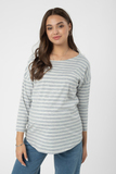 Лонгслив для беременных 11918 серый меланж полоска экрю