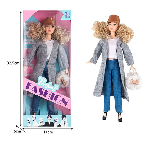 Кукла с меховой сумочкой шарнирная 16*35