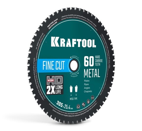 KRAFTOOL Metal Cut 305 х 25.4 мм, 60Т, диск пильный по металлу и стали (36954-305-25.4-60)