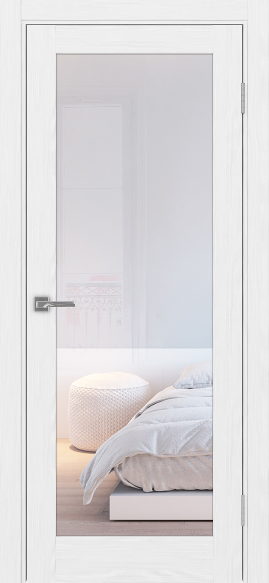 Дверь межкомнатная Оптима Порте Турин 501.2, цвет белый лед, экошпон, стекло прозрачное
