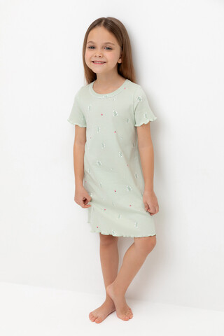 сорочка  для девочки  К 1180/зеленая лилия,ландыши